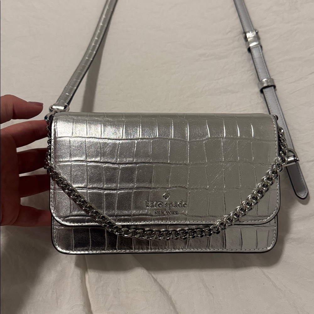 Kate Spade Metallic Silver Crossbody Bag
